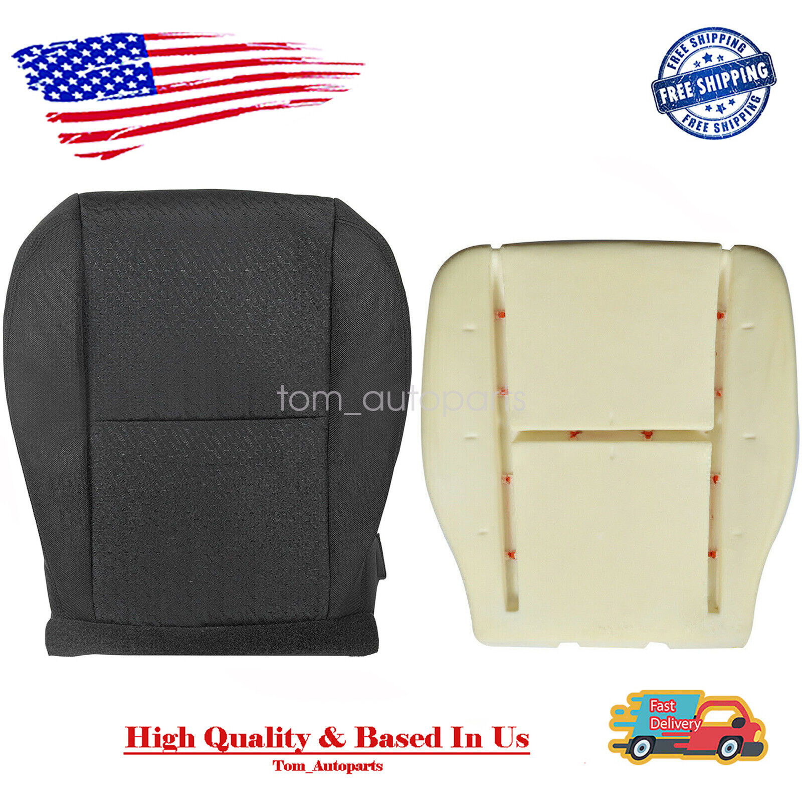 For 07-14 Chevy Silverado 1500 Driver Side Bottom Cloth Seat Cover+Foam Cushion