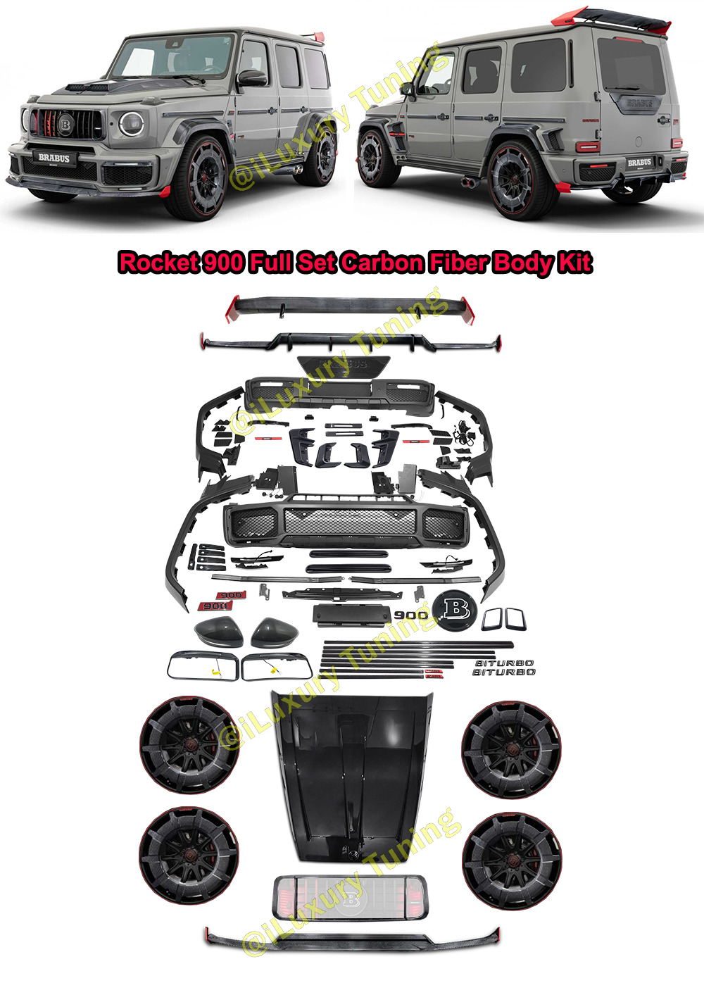 W463A Brabus Rocket 900 Style Body Kit Full Carbon Set Mercedes Benz G-Wagon 