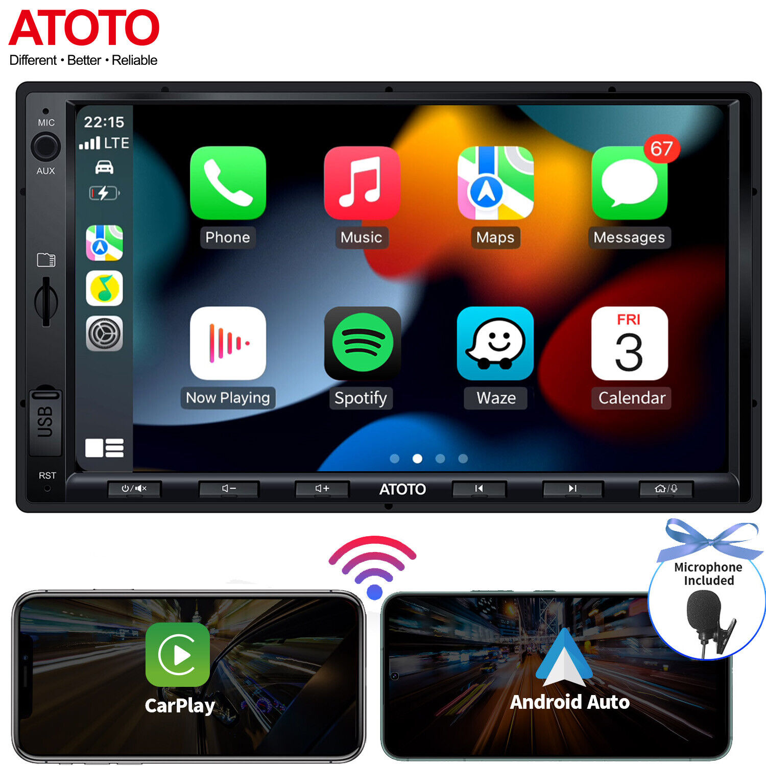2023 Upgrade ATOTO F7 XE 7in 2DIN Car Stereo Wireless CarPlay & Android Auto,SXM