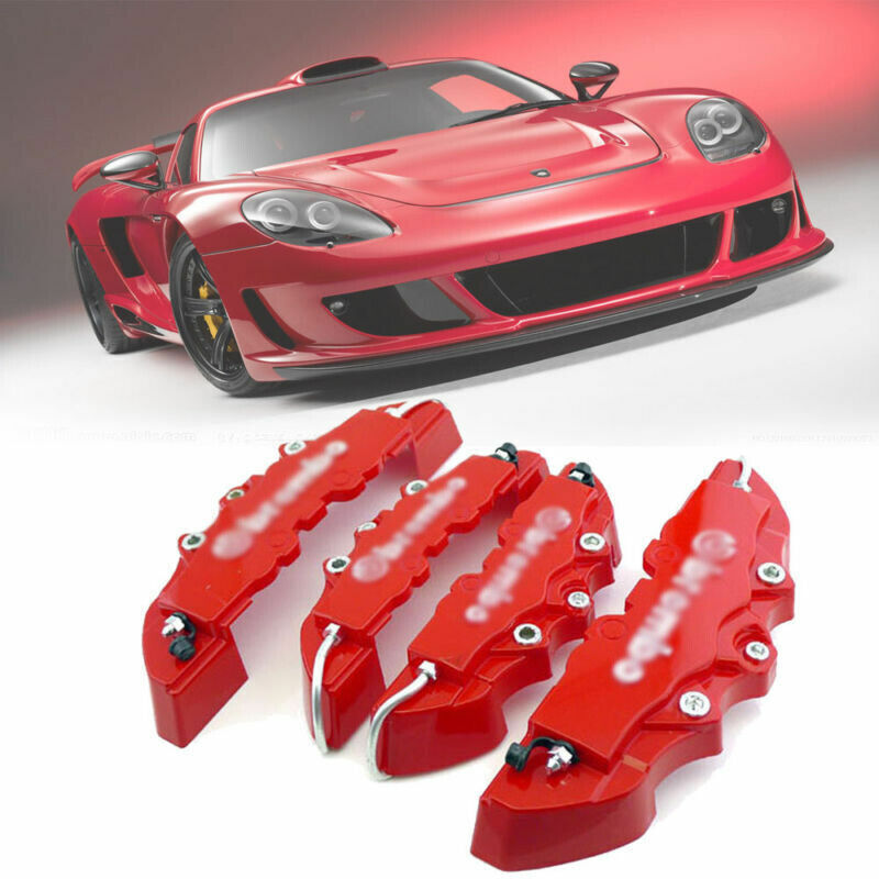 4pcs Front & Rear Universal Red 3D Brembo Style Car Disc Brake Caliper Covers