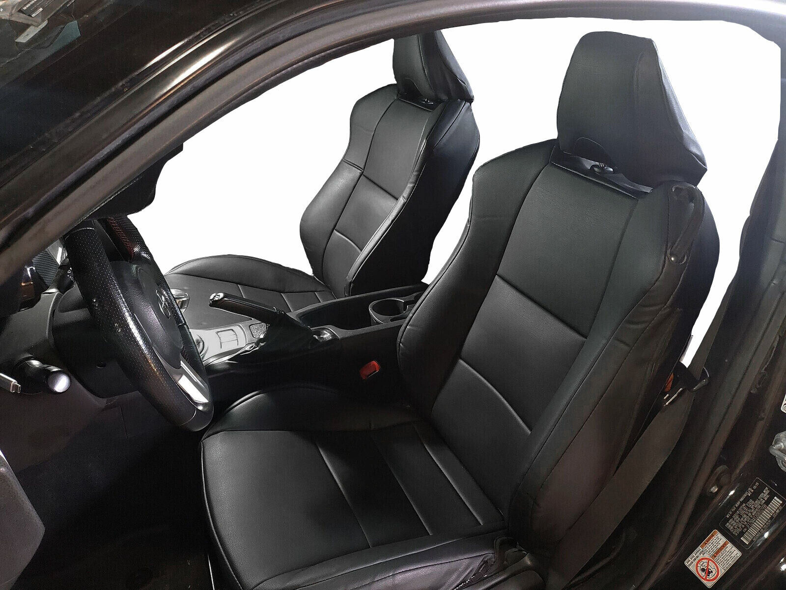 IGGEE S.LEATHER CUSTOM FIT FRONT SEAT COVERS FOR SCION FR-S 2013-2016 BLACK