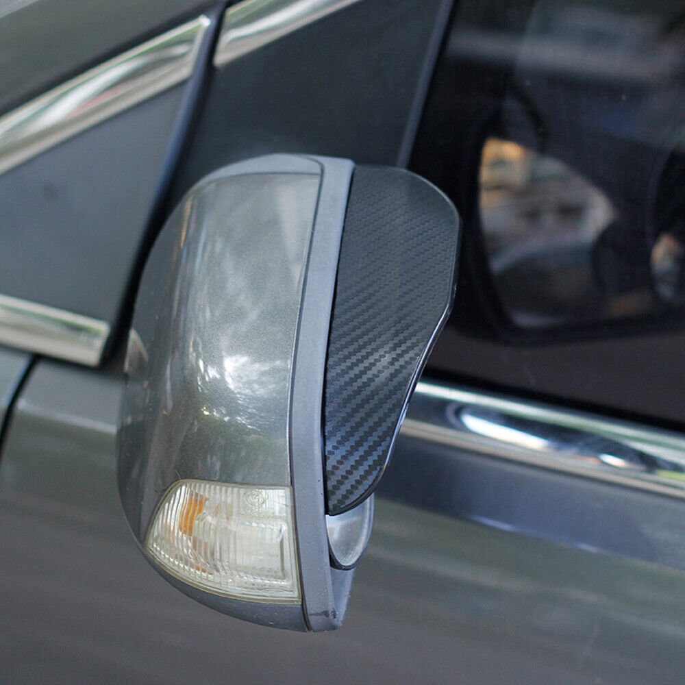 Carbon Fiber 2x Car Mirror Rain Visor Guard Black Accessories Universal