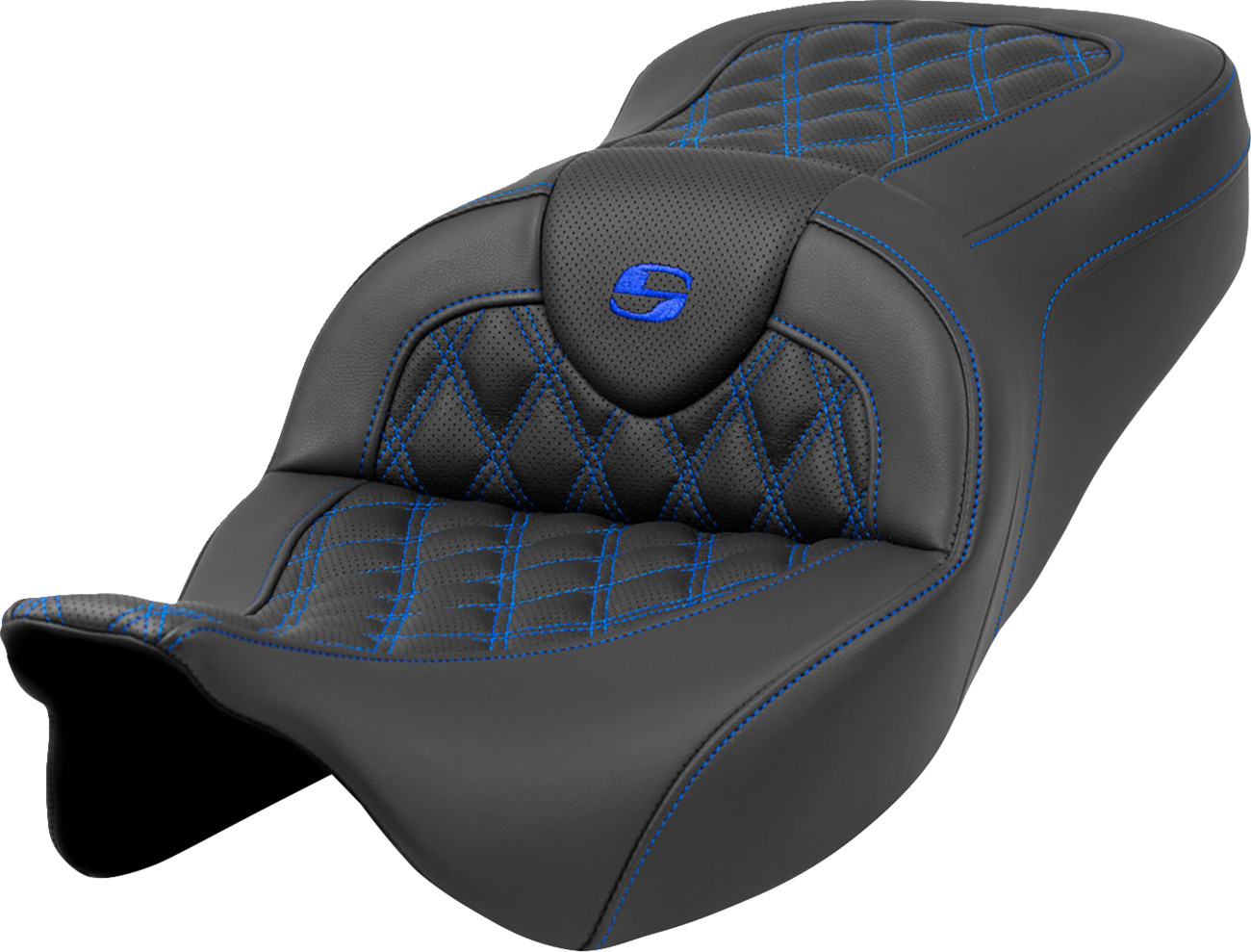 SADDLEMEN - 808-07B-18201 - Roadsofa Seat - Lattice Stitch - Blue Stitch - witho