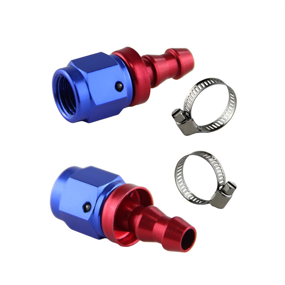 2PCS AN4 0° Push on Lock Hose Barb Fitting Oil Fuel Gas Air Fitting Adapter Red