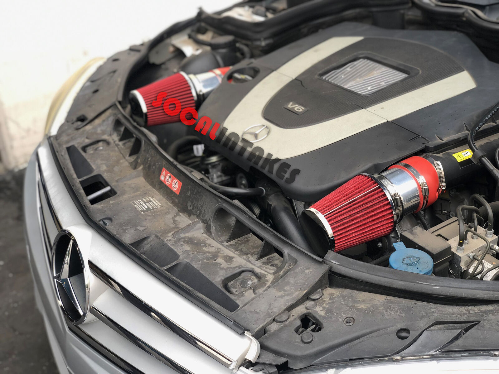 RED Air intake kit & filter for 2008-2012 Mercedes Benz C300 C350 3.0L 3.5L V6