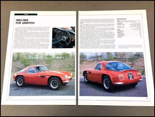 TVR Griffith Car Review Print Article with Specs 1963 1964 1965 P406