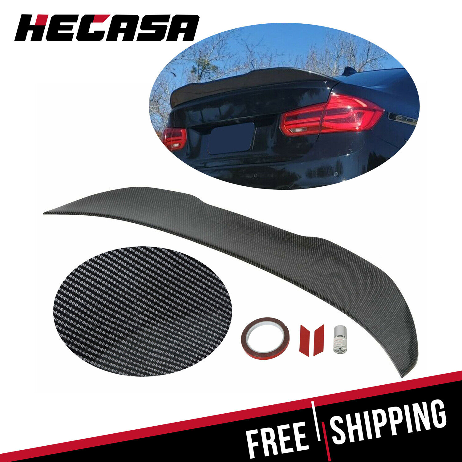 For 12-18 BMW F30 330i 335i F80 M3 Carbon Style HighKick PSM Style Trunk Spoiler