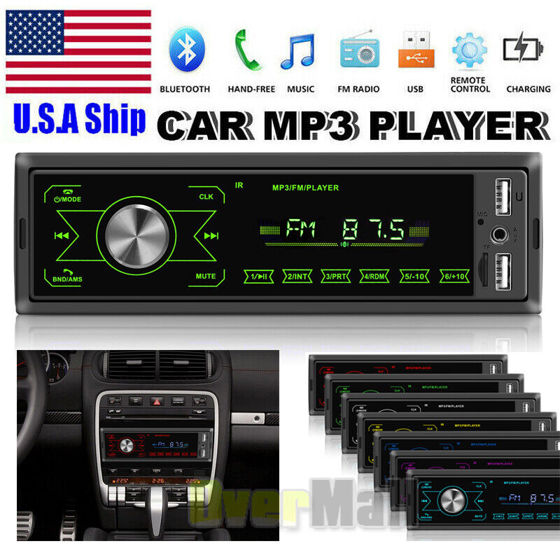 Single Din Car Stereo,Bluetooth, No CD/DVD Player, USB, SD, AUX, AM/FM Radio 60W