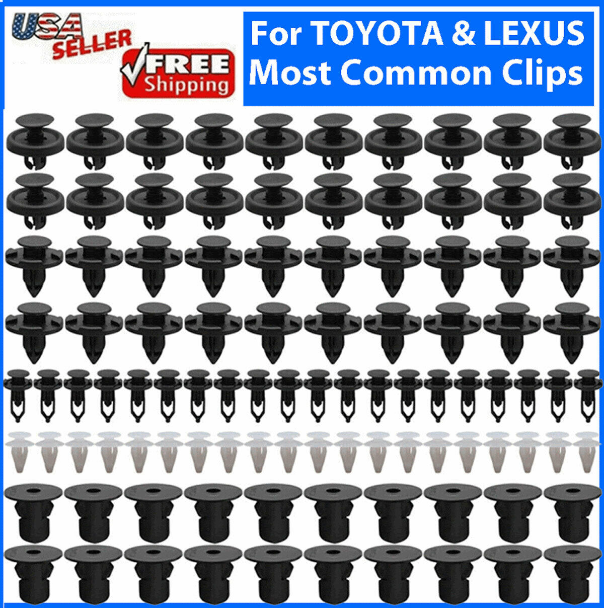 100x TOYOTA & LEXUS Trim Panel Clips Bumper Fender Push Pin Rivet 7 8 9mm Engine