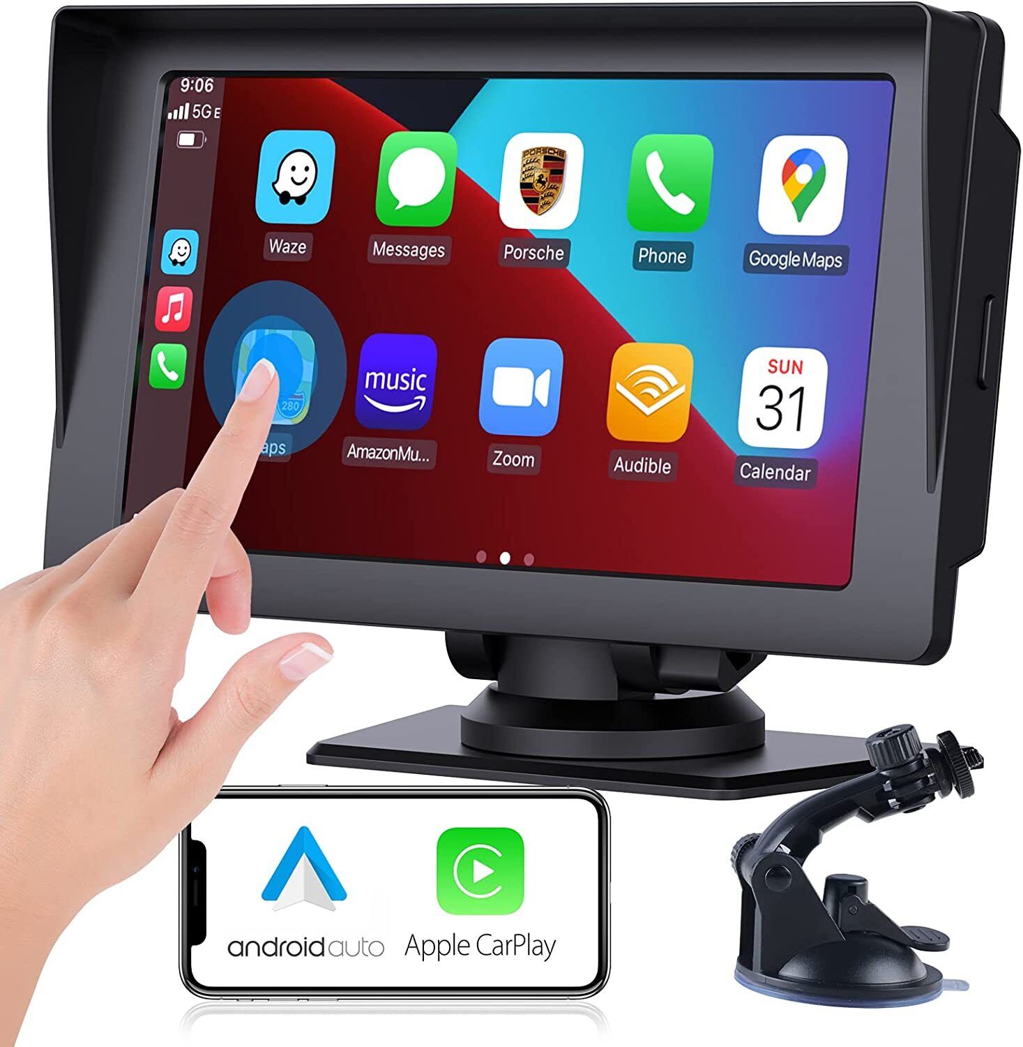 Car Radio Wireless Apple Carplay Android Auto 7 Inch Portable Touch Screen BT FM