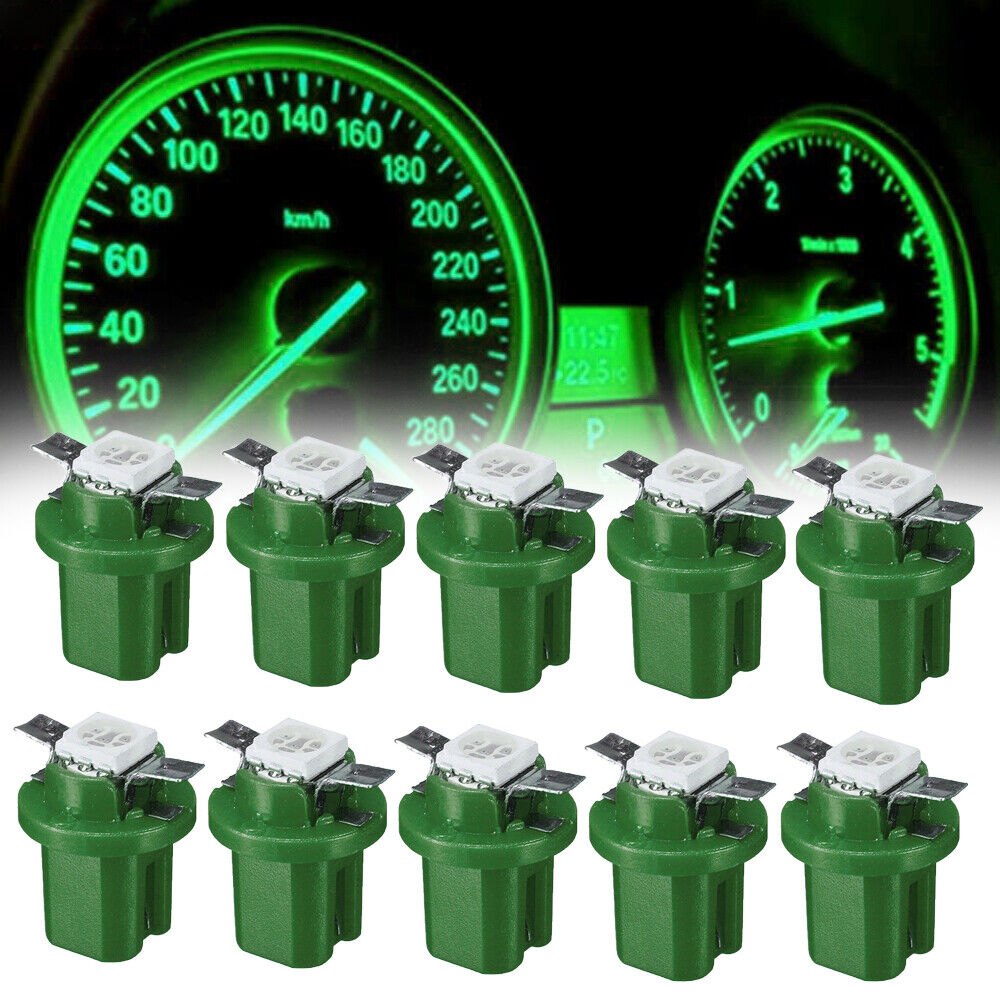 10x T5 B8.5D 5050 SMD Green Car LED Dashboard Instrument Light Bulbs Accessories