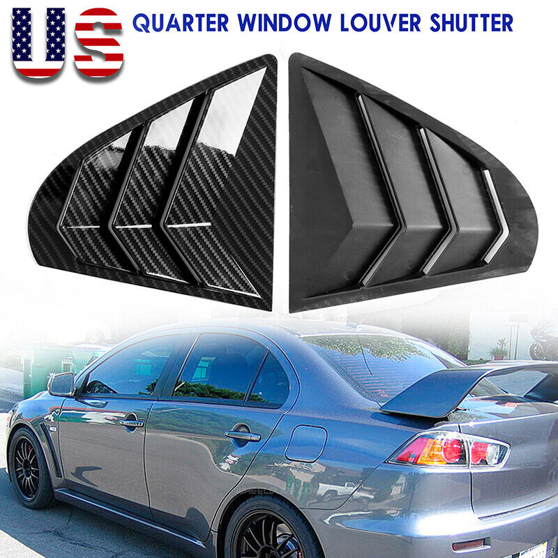 2X Carbon Fiber Quarter Window Louver Shutter For Mitsubishi Lancer EVO 2009-16