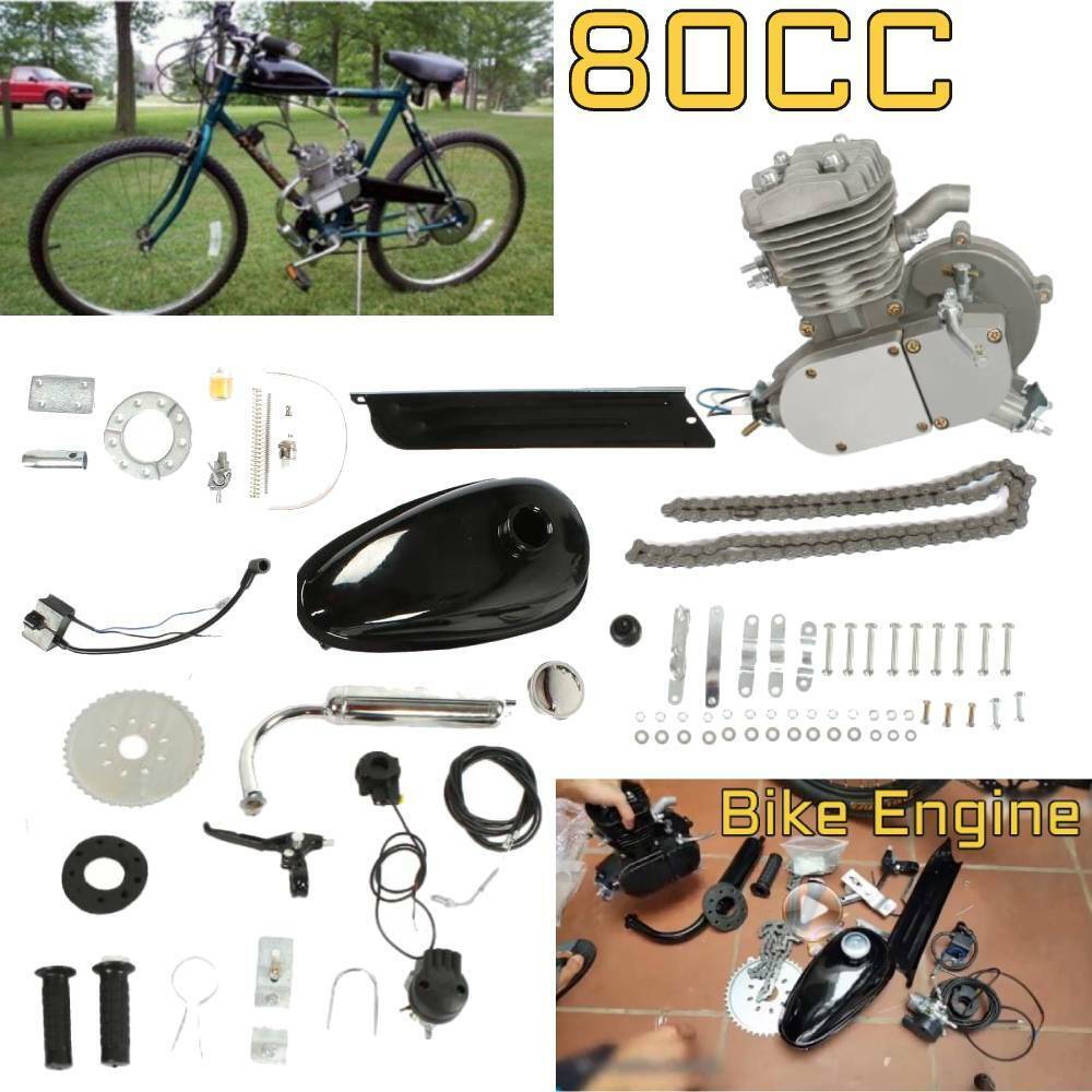 80cc 2-Stroke Bike Cycling Motorized Bicycle Engine Motor Kit Muffler Petrol Gas