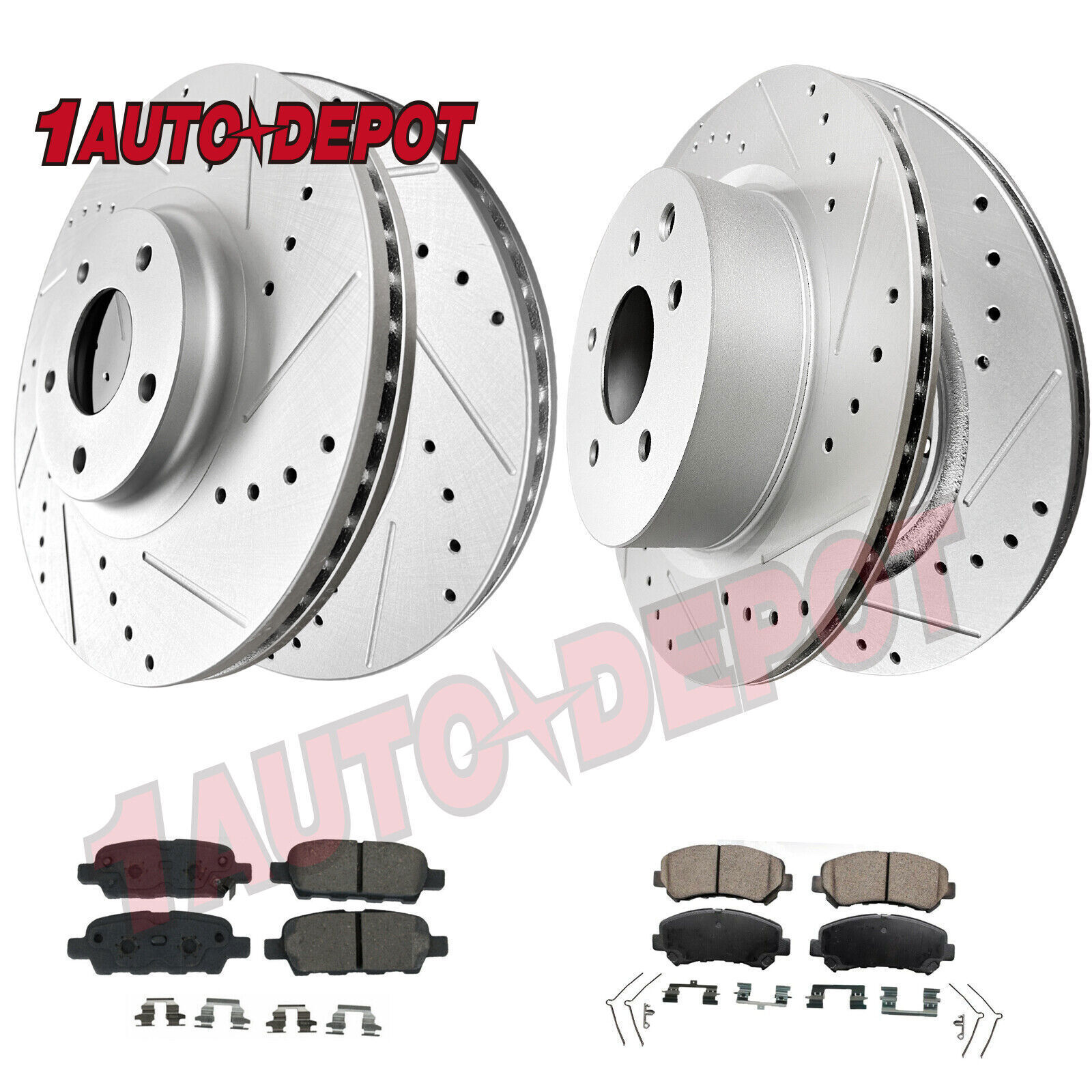 Front & Rear Drilled Brake Rotors Pads Kit for 2009-2017 2018 2019 Nissan Maxima