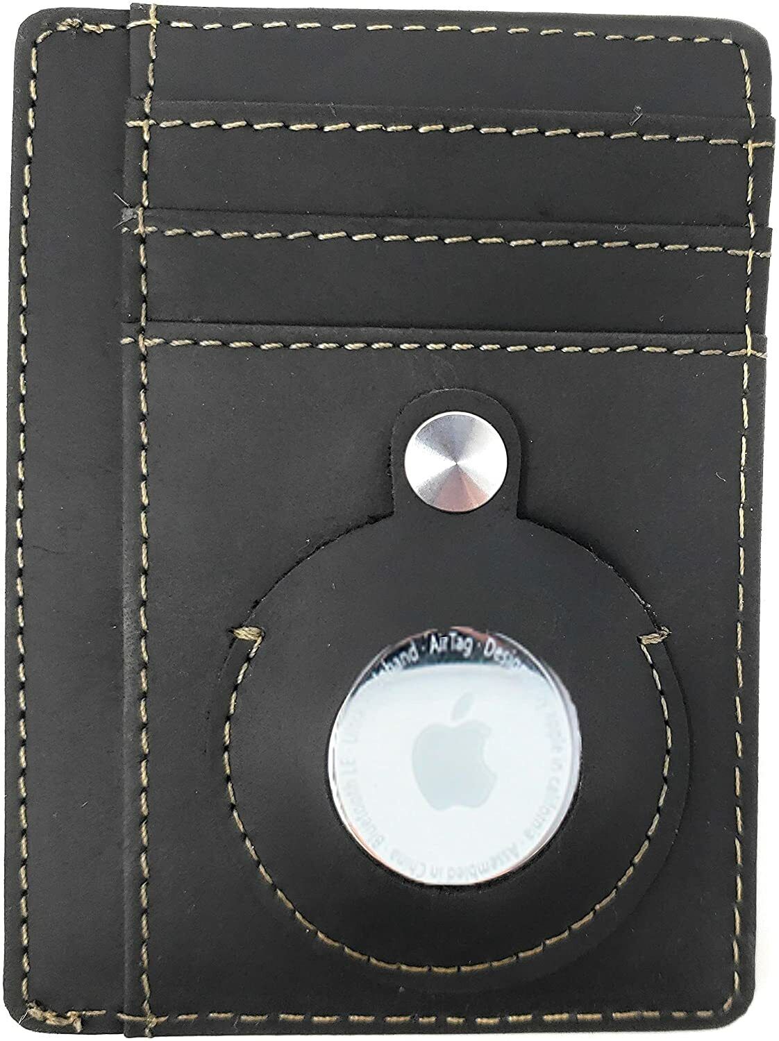 Slim Airtag Wallet Mens Genuine Leather Credit Card Money Holder Air Tag Case