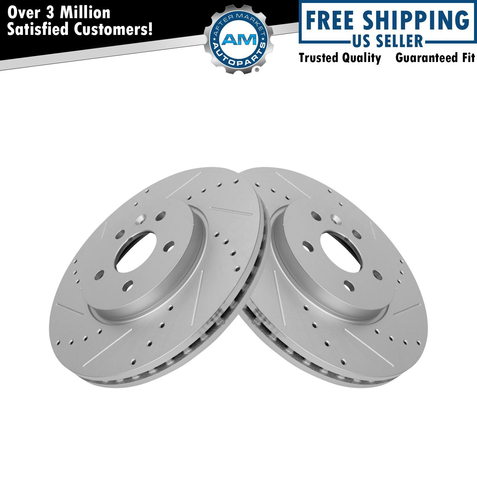 Front Performance Drilled Slotted Brake Rotor Set for Buick Chevy