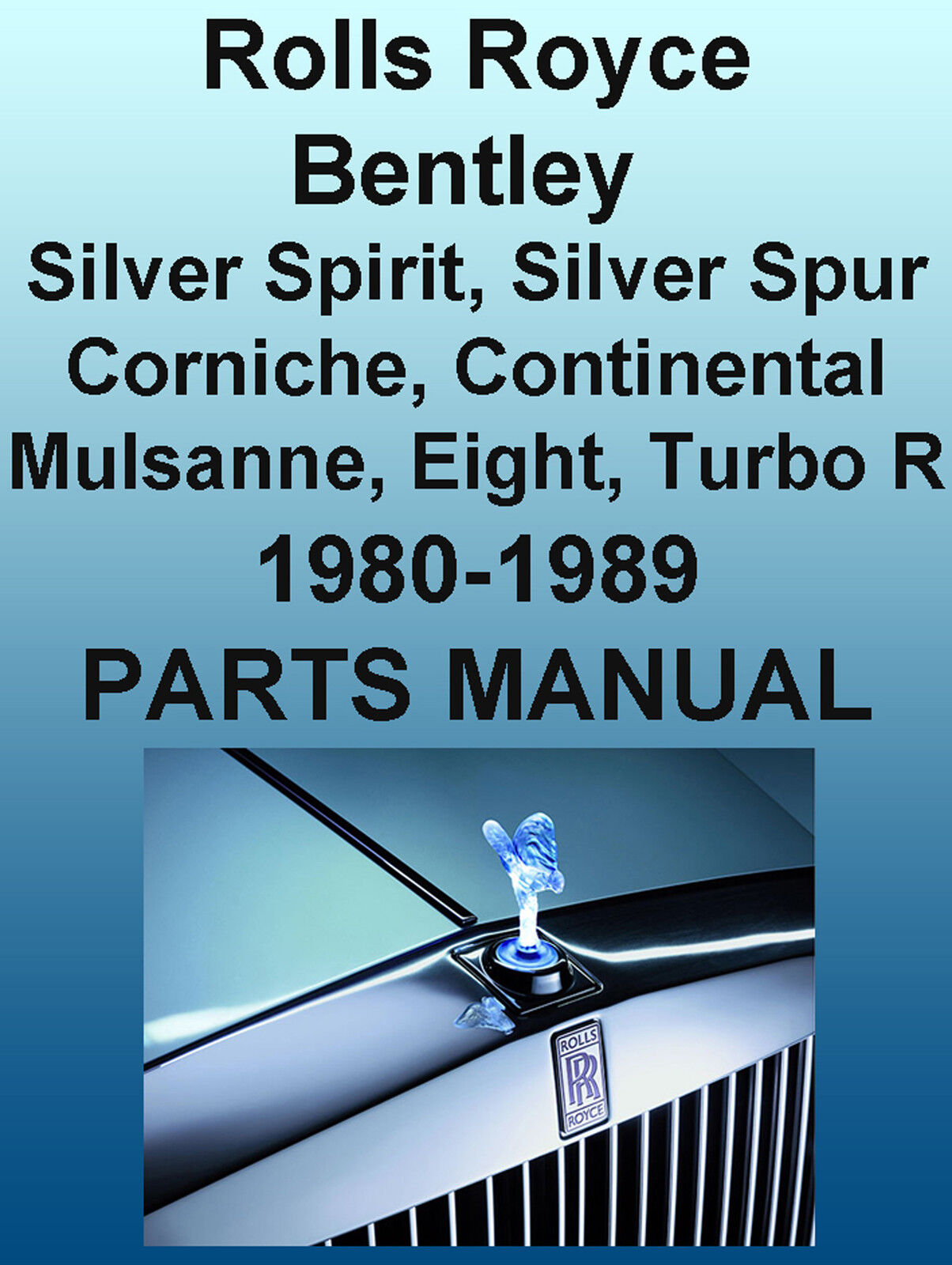 ROLLS-ROYCE Bentley 1980-1989 PARTS MANUAL Silver Spirit Spur Corniche 8 Cont CD