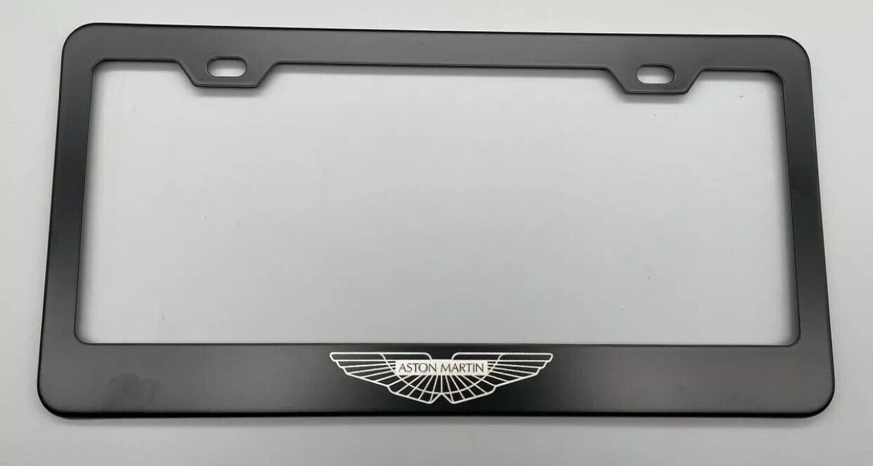 Aston Martin Logo Black License Plate Frame Stainless Steel with Laser Engraved 