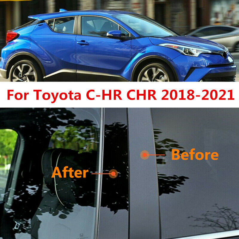 8pcs Glossy Black Pillar Posts Door Trim Cover For Toyota C-HR CHR 2018-2021