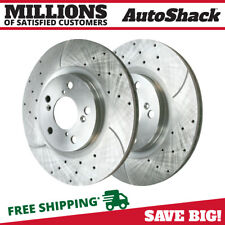 Front Drilled Slotted Brake Rotors Silver Pair 2 for Honda Odyssey Acura TL 3.5L picture