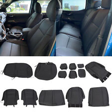 Black Front Rear Seat Covers Full Set For 2016-2021 Toyota Tacoma Double Cab picture