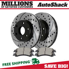 Rear Drilled Slotted Brake Rotors Black & Pads for GMC Yukon XL 1500 Chevy Tahoe picture