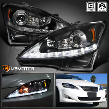 Black Fits 2006-2009 Lexus IS250 IS350 LED Signal Strip Projector Headlights L+R picture