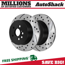 Rear Drilled Slotted Brake Rotors Black Pair 2 for Lexus RX350 Toyota Highlander picture