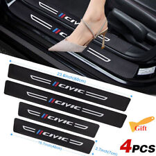 4PCS Leather Carbon Fiber Car Door Sill Scuff Plate For Civic Accessories picture