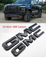 Front & Rear GMC Gloss Black OVERLAY Emblem Badge Fit 2023 2024 GMC Canyon picture