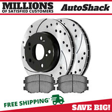 Front Drilled Slotted Brake Rotors Black & Pads for Honda Civic Accord Element picture