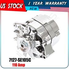 New 110Amp Alternator For Chrome Street Rod GM High Output 1 Wire 21-7127-SE105C picture