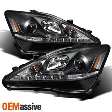 Fits 2006-2013 Lexus IS250 IS350  Black LED DRL Projector Headlights Left+RIght picture
