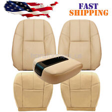 For 07-14 Chevy Tahoe GMC Sierra Driver & Passenger Bottom & Top Seat Cover Tan picture