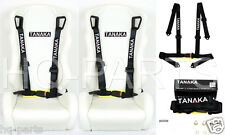 2 X TANAKA UNIVERSAL BLACK 4 POINT BUCKLE RACING SEAT BELT HARNESS picture