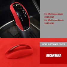 For Alfa Romeo Giulia Stelvio 2015-2019 Red Alcantara Gear Shift Knob Cover Trim picture