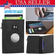 Airtag Wallet Case Genuine Leather Credit Card Holder for Apple Air Tag Cover US picture
