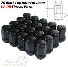 20 Black Jeep Lug Nuts 1/2x20 Bulge Acorn Lugs Closed End For 5x4.5 5x5 5x5.5 picture