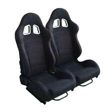 Black Suede Leather Racing Seat Doublr Red Stitch Reclinable Cloth picture