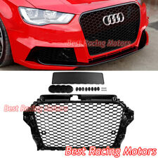 For 2014-2016 Audi A3 8V RS3 Style Front Grille (Gloss Black Frame + Honeycomb) picture