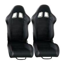 Left + Right High Quality Black PVC Faux Leathe Racing Seats  Universal picture