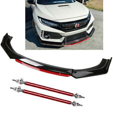 Front Bumper Lip Splitter Spoiler Red + Strut Rods For For Honda Civic SI Coupe picture