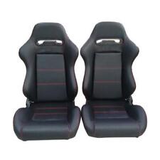 Black Racing Seats Faux Leather Reclinable Bucket Seat Left+Right Universal picture