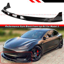 For 2017-22 Tesla Model 3 Performance Style 4pc Black Front Bumper Lip Splitter picture