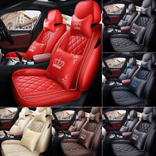 Front & Rear 5 Seat Universal Car Seat Cover Full Set Deluxe Leather Cushion picture