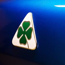 2pcs Alfa Romeo Silver Green Clover Side Fender Stickers Emblems Badges Logo picture