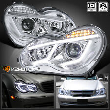 Fits 2001-2007 Mercedes Benz W203 C-Class LED Strip Signal Projector Headlights picture