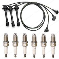 Set of 6 Spark Plugs K16TR11 & 3 Wires TE66 For Toyota 4Runner Tacoma Tundra 3.4 picture