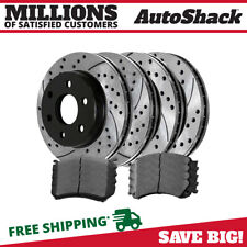 Front & Rear Drilled Slotted Brake Rotors Black & Pads for 2000-2006 GMC Yukon picture