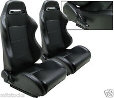 NEW 2 BLACK LEATHER RACING SEATS RECLINABLE W/ SLIDER ALL CHEVROLET ** picture